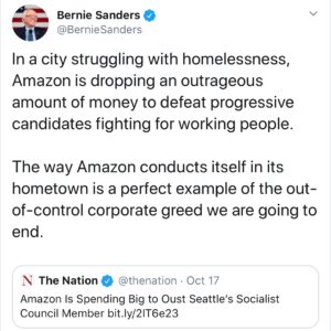 We can’t let corporate greed decide Seattle’s future! In 2018, Amazon made $11 billion in profit but paid $0 in taxes. Also in 2018, they fought to kill the head tax in Seattle, an initiative that would have taxed big business to fund affordable housing efforts. To make sure we elect a City Council that prioritizes workers, get your ballots in ASAP! For a full list of our endorsements, check out our website.