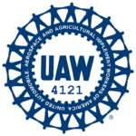 UAW 4121 blue wheel logo
